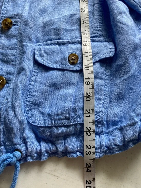 Talbots Light Blue Linen Drawstring Hem Jacket - Picture 6 of 6